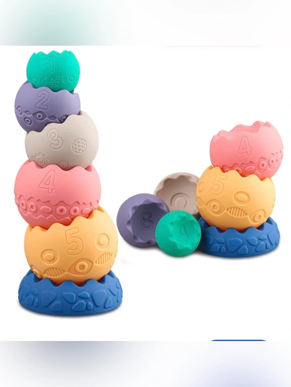 Lot of Mushie Stacking Cups and Miawow Stacking Balls